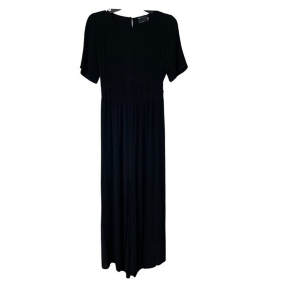 Asos Wide Leg Cropped Jumpsuit Womens US 6 Black Chic Minimalist‎ Keyhole Back